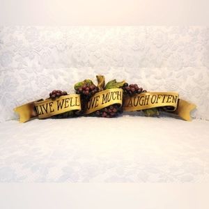 Touch of Class Grapes Wall Accent Banner Ribbon Live Well Love Much Laugh Often